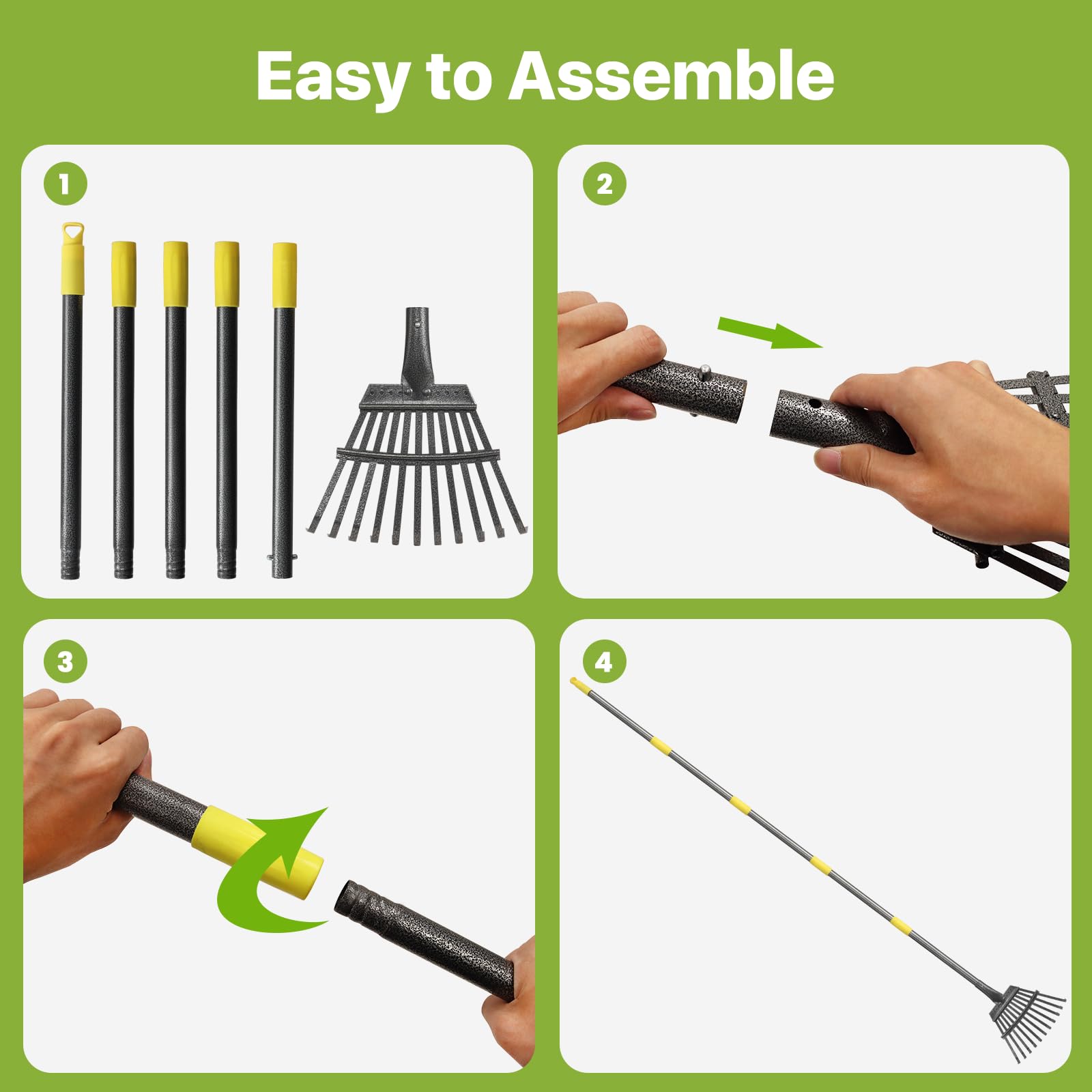 GSBLUNIE garden debris rake for efficient clearing of leaves and twigs