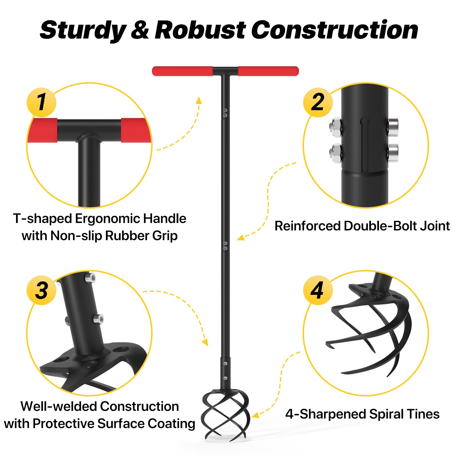 GSBLUNIE steel construction boosts durability for tough soil tasks.