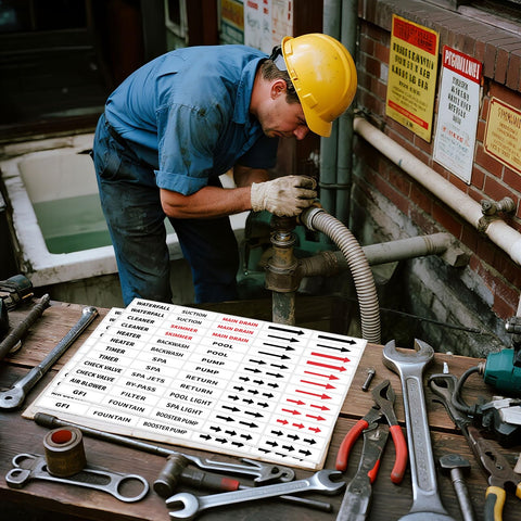GSCWLD labeling near pool area aids organized repairs and upgrades.