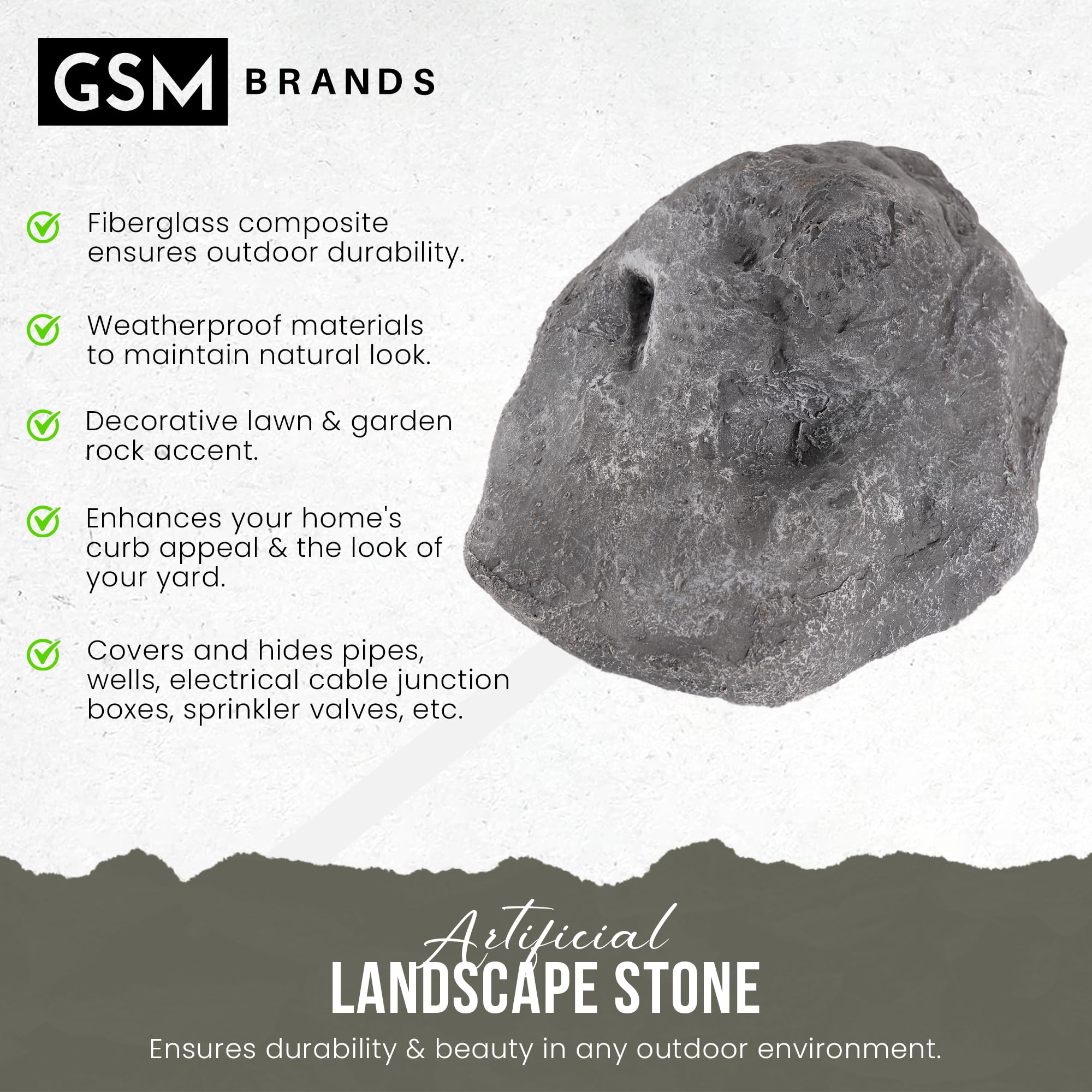 GSM Brands fake rock with anchored installation holes for secure placement