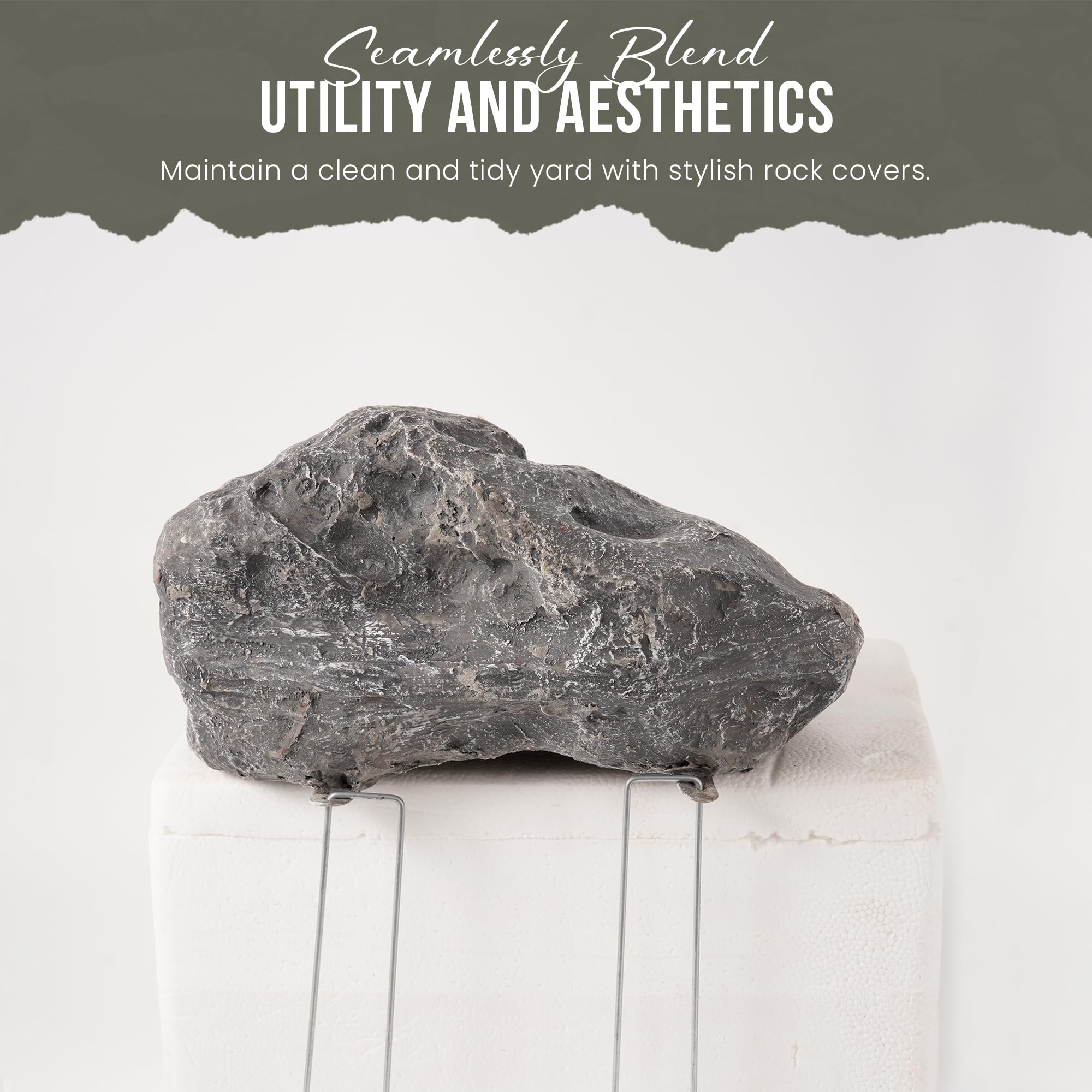 GSM Brands weather-resistant fiberglass rock endures sun and rain in outdoor spaces