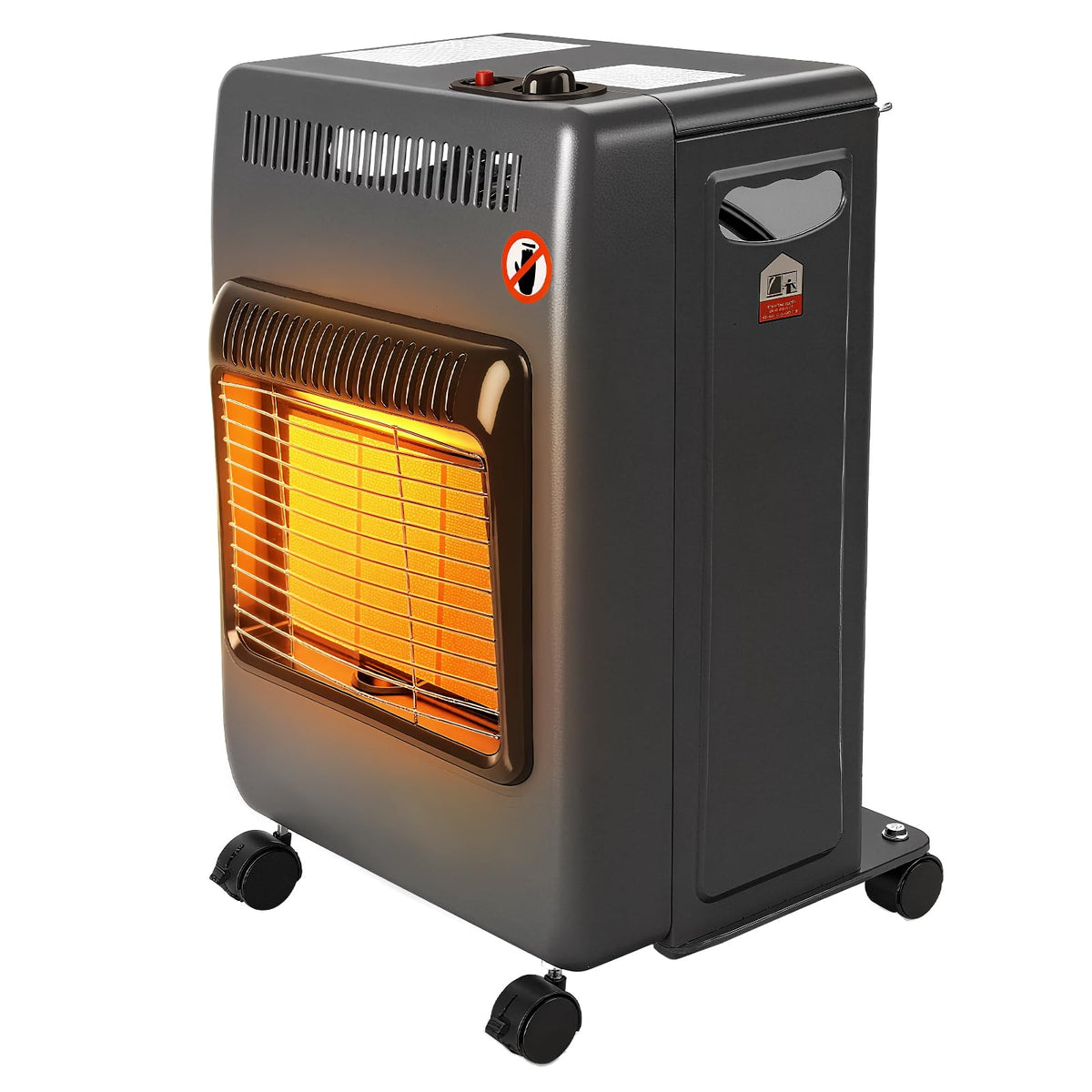 Gsmhoat foldable propane patio heater assembled with three heat settings for flexible outdoor warmth.