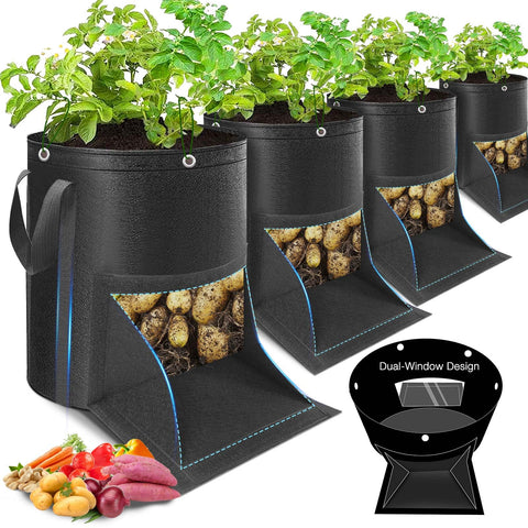 Gsonia potato grow bag with harvest window for easy top-down harvest and soil control.