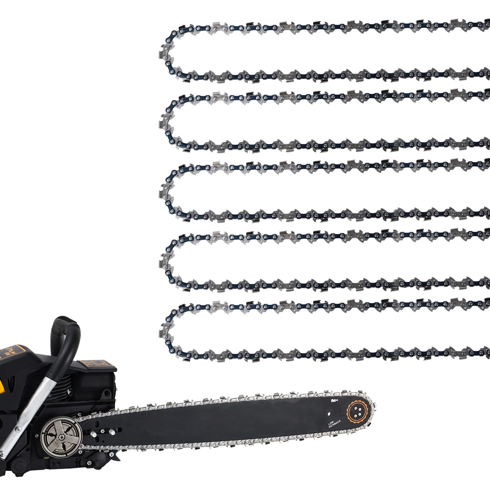 GSSHBR 5-pack 18-inch chain, side view, 62 drive links for reliable replacement