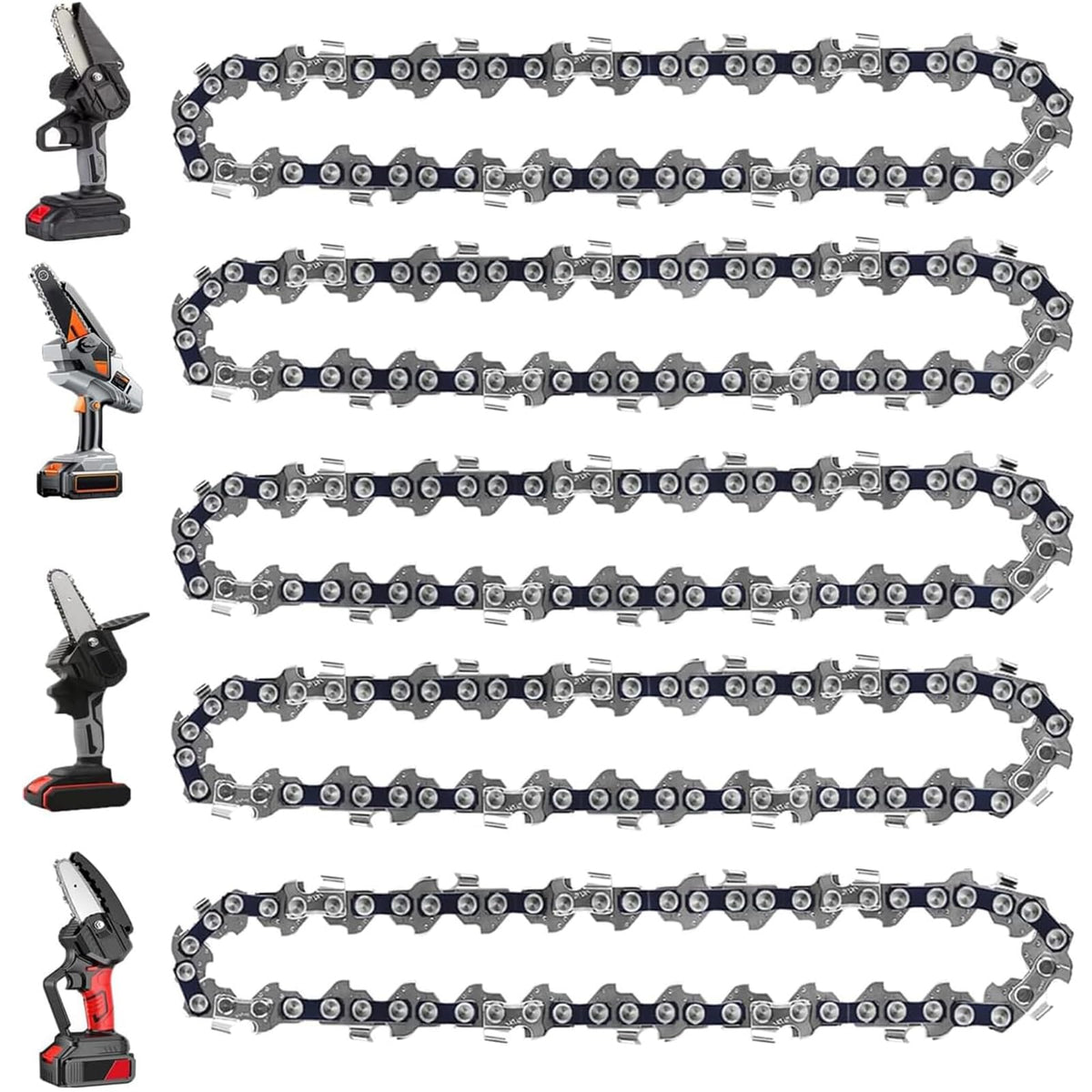 GSSHBR 5-pack mini chainsaw chain for four inch saw, ready-to-use.