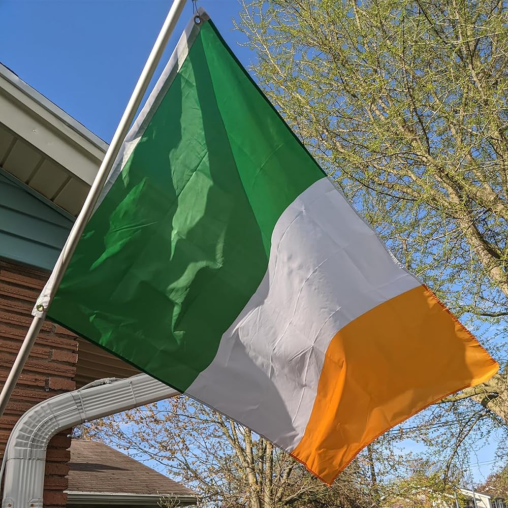 GSYLPFT vibrant Irish flag fluttering in the wind