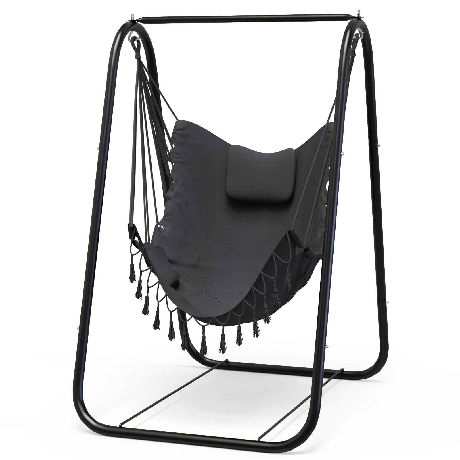 G TALECO GEAR Hammock Chair with Stand front view shows a sturdy frame for indoor-outdoor lounging