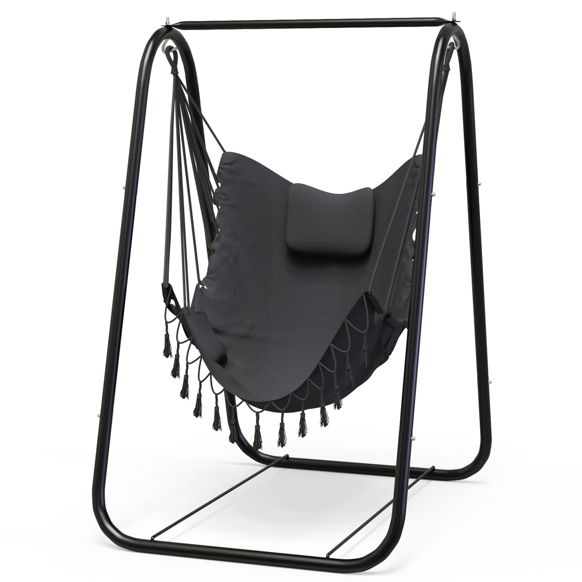 G TALECO GEAR Hammock Chair with Stand front view shows a sturdy frame for indoor-outdoor lounging