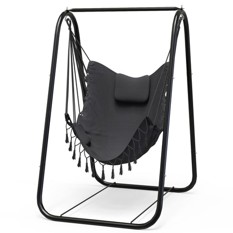 G TALECO GEAR Hammock Chair with Stand front view shows a sturdy frame for indoor-outdoor lounging