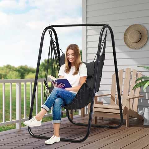 G TALECO GEAR Hammock Chair with Stand ready for indoor or outdoor use