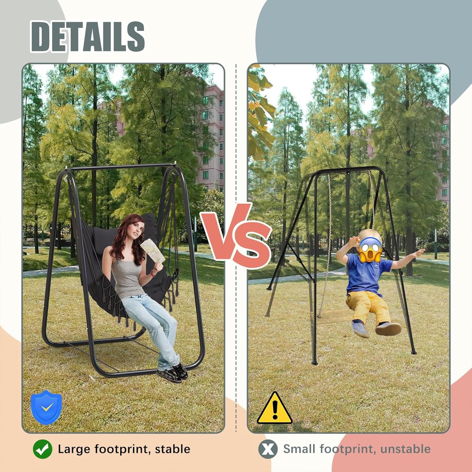 G TALECO GEAR Hammock Chair with Stand side pocket demonstrates convenient storage for devices
