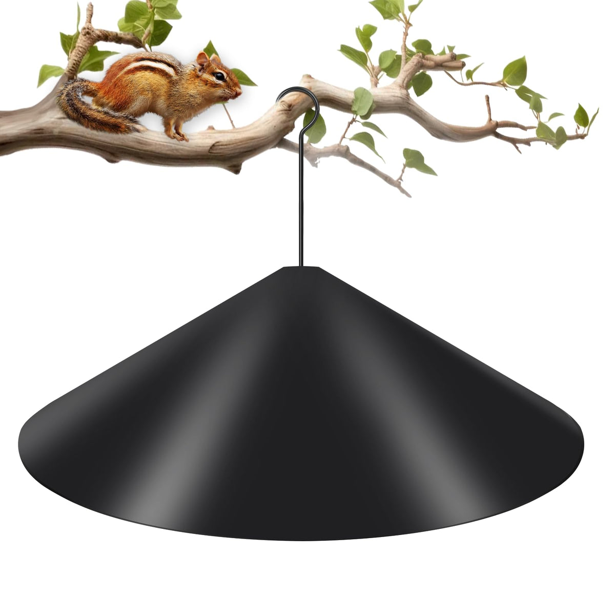 Gtongoko 19-inch PP squirrel baffle on a bird feeder deters raiders and protects seed.