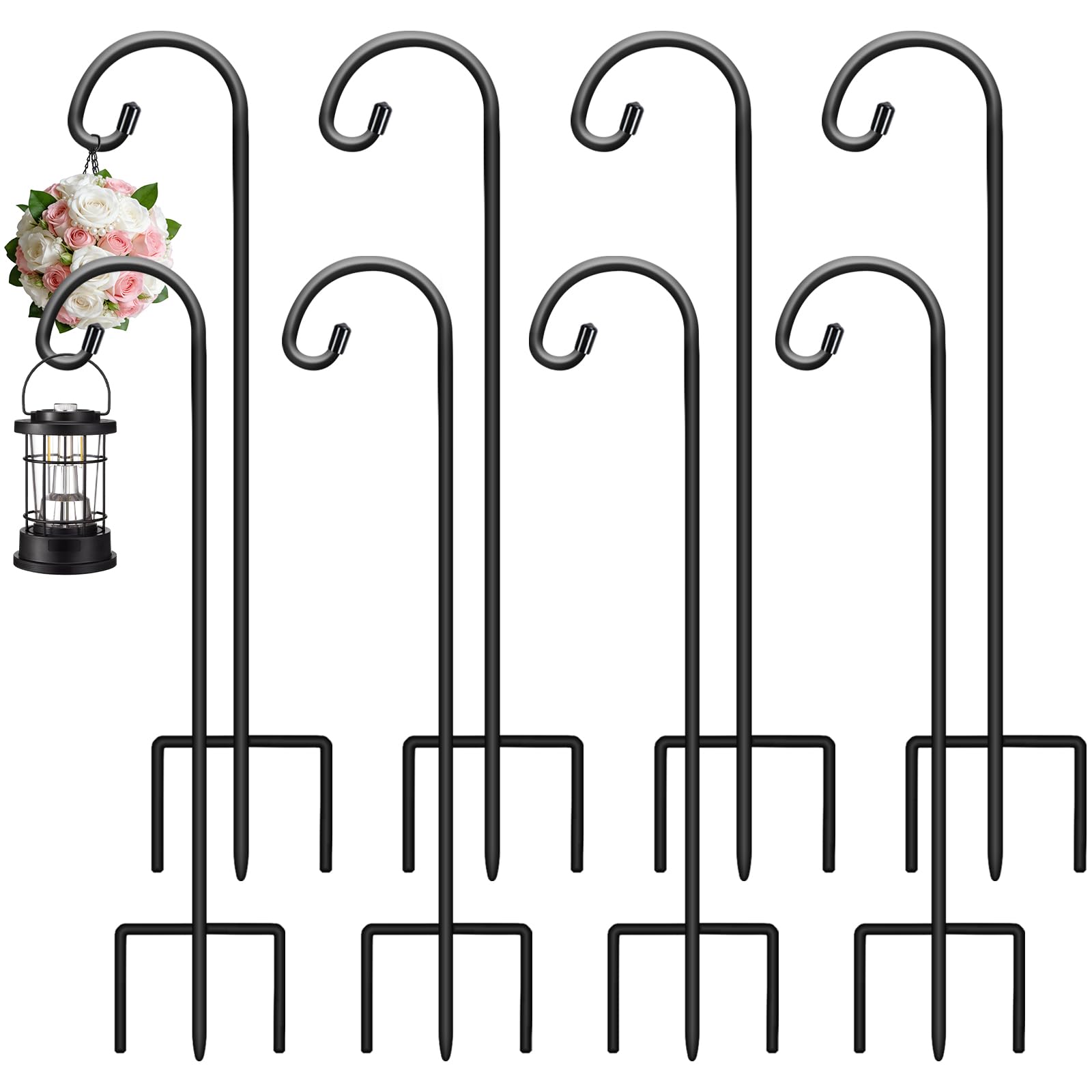 Gtongoko 24-inch shepherds hook set used outdoors for versatile gardening displays