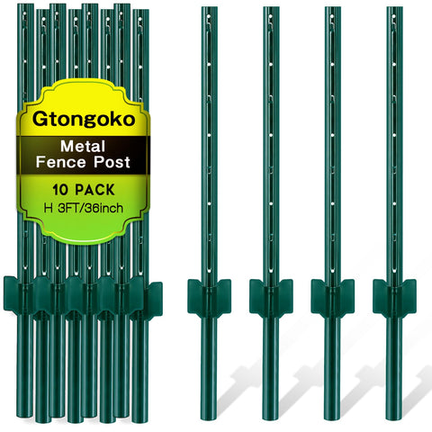 Gtongoko 3-feet fence post shown in a sturdy garden fencing setup.