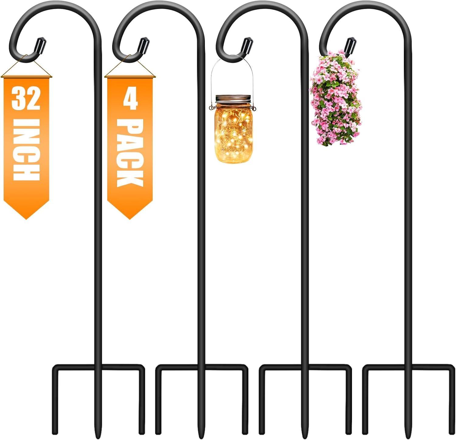 Gtongoko 32-inch shepherds hook base stability for secure garden decor.