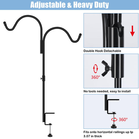 Gtongoko double-deck hook holds bird feeders securely.