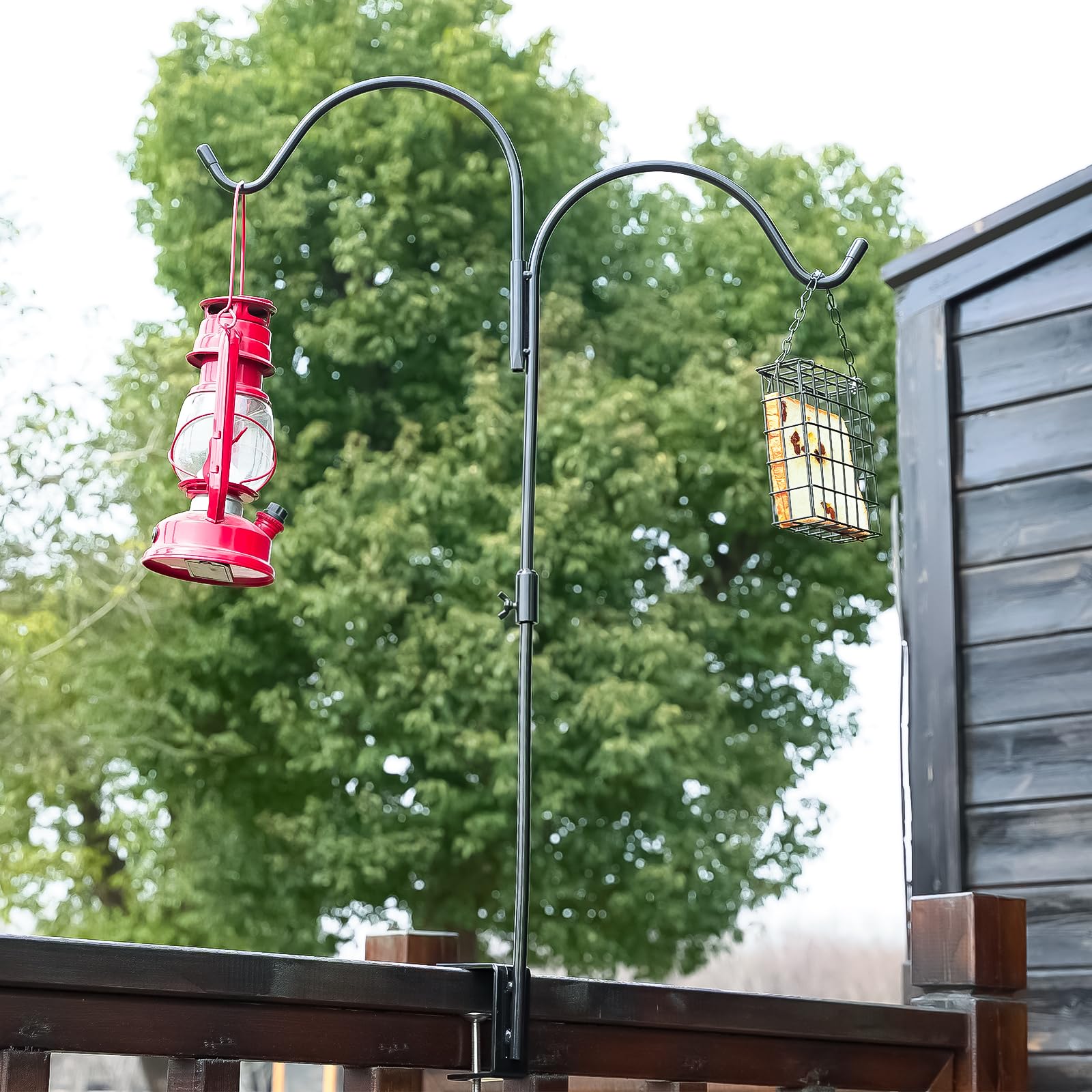 Gtongoko 35-inch hook mounted on railing offers easy, tool-free assembly.