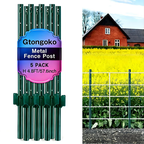 Gtongoko 4.8 ft heavy-duty fence posts side view for durable outdoor fencing