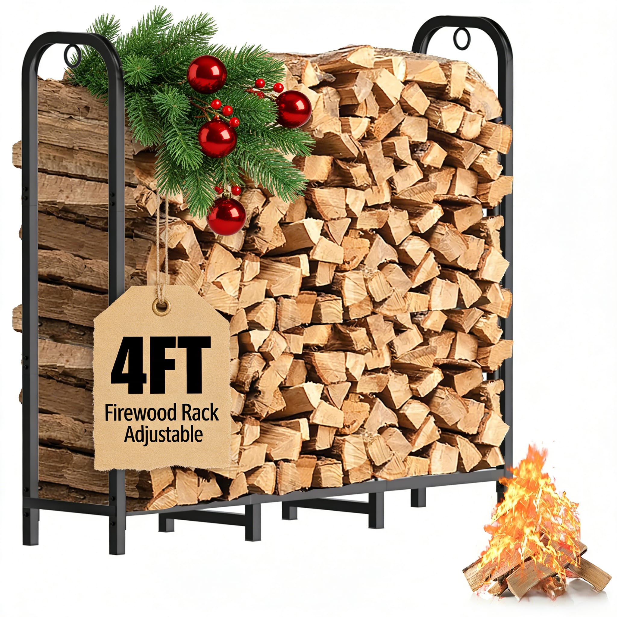 Gtongoko 4ft firewood rack full-size view for sturdy outdoor storage