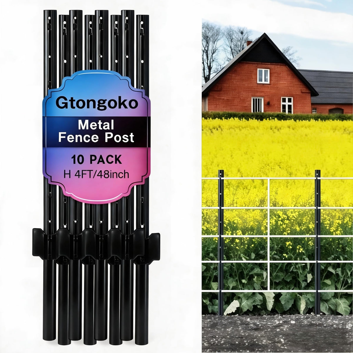 Gtongoko 4ft fence posts stacked, ready for durable outdoor fencing.