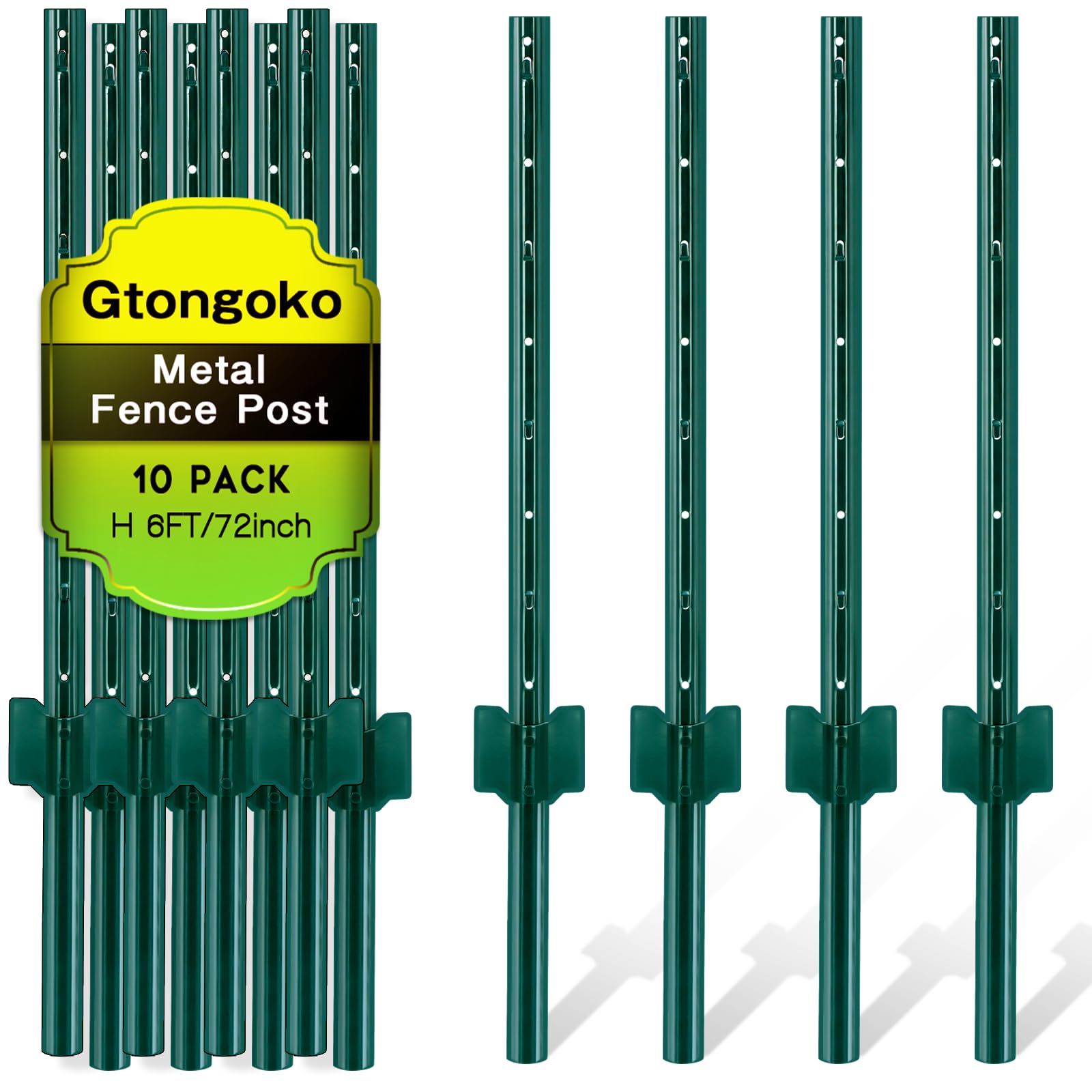 Gtongoko 6ft heavy-duty fence post for durable boundary fencing in green finish