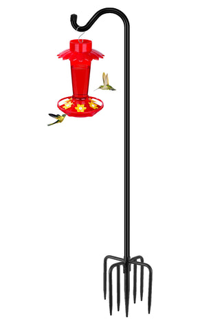 Gtongoko adjustable shepherds hook on a 76-inch pole with a seven-prong base for stability.
