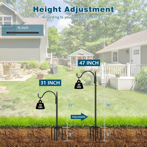Gtongoko adjustable 47-inch hook for versatile garden setups.