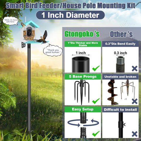 Gtongoko bird feeder pole assembly shown for easy setup