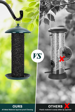 Gtongoko squirrel-proof metal construction helps deter nibbling and seed loss.