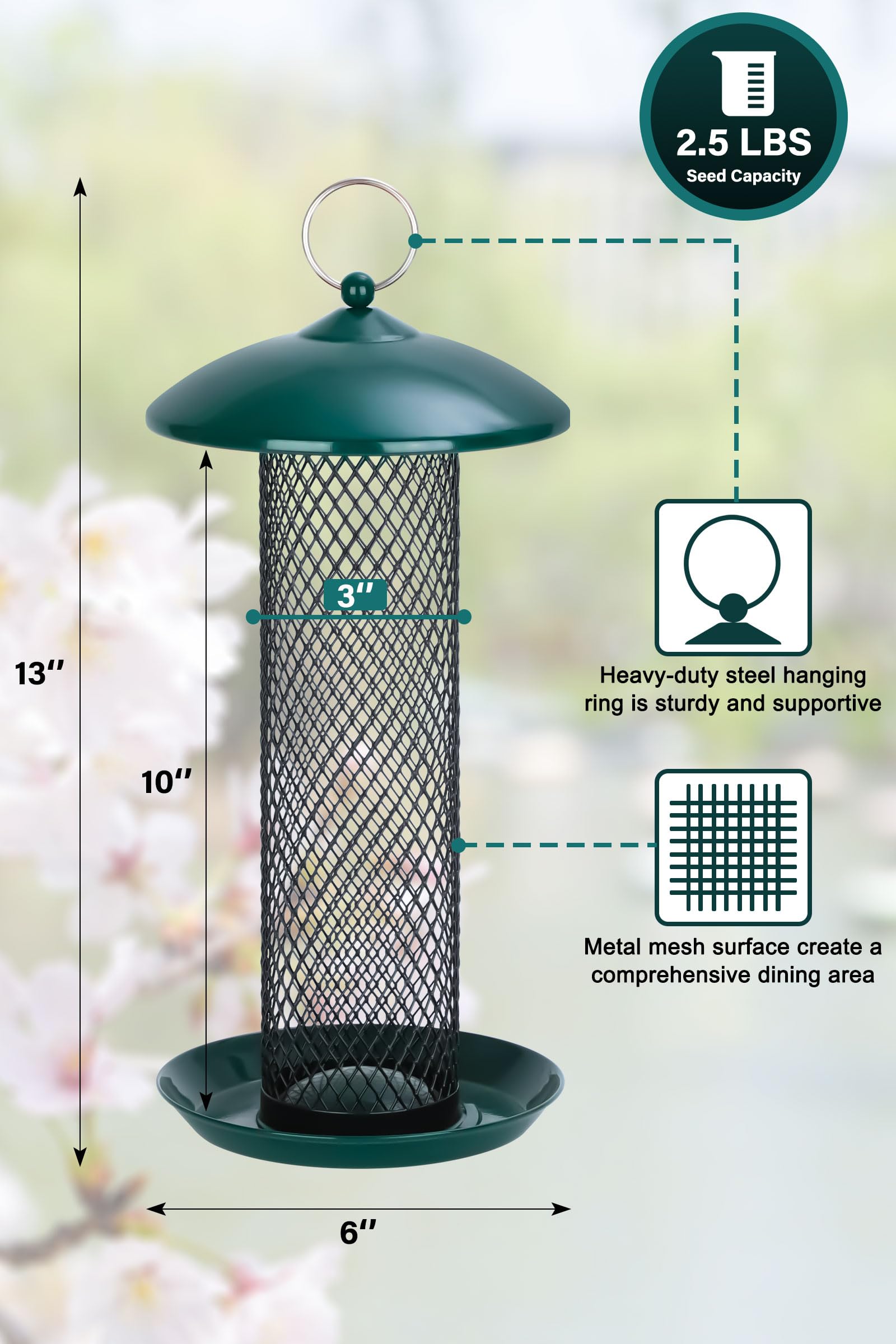 Gtongoko feeder top lid offers easy refill and rain protection.