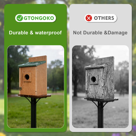 Gtongoko one-piece bird house ready to mount on pole, tree, or fence