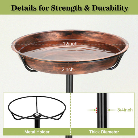 Gtongoko bird bath bowl, 12 inch diameter, holds ample water for birds.