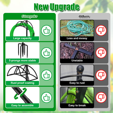 Gtongoko detachable hose stand shows easy disassembly for storage after use.