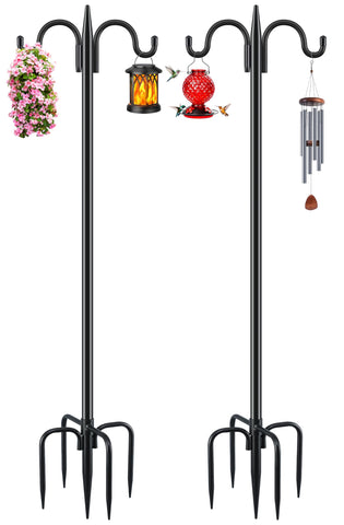Gtongoko double shepherds hook 77inch stand ideal for bird feeders and garden decor