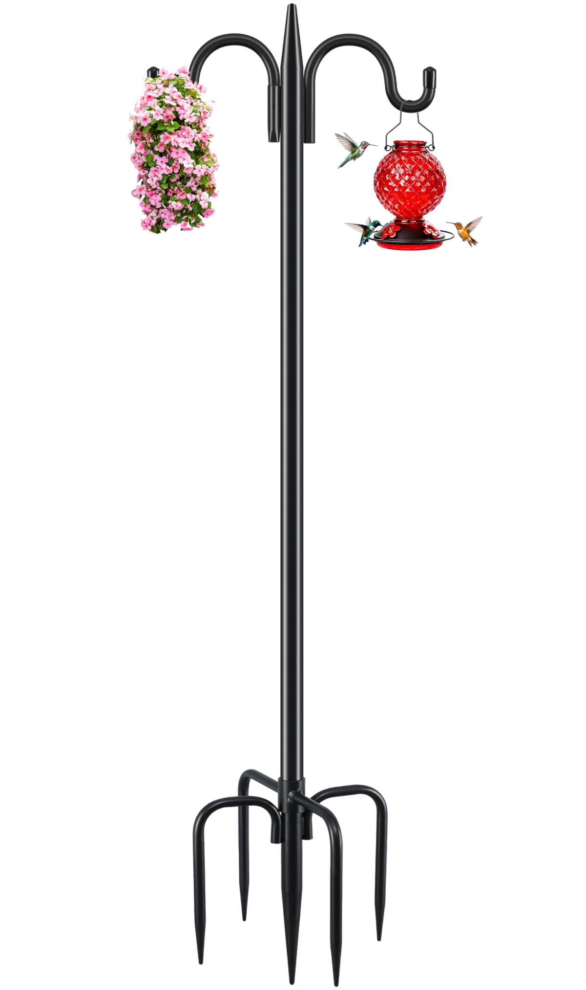 Gtongoko double shepherds hook 92-inch pole for bird feeders and garden displays