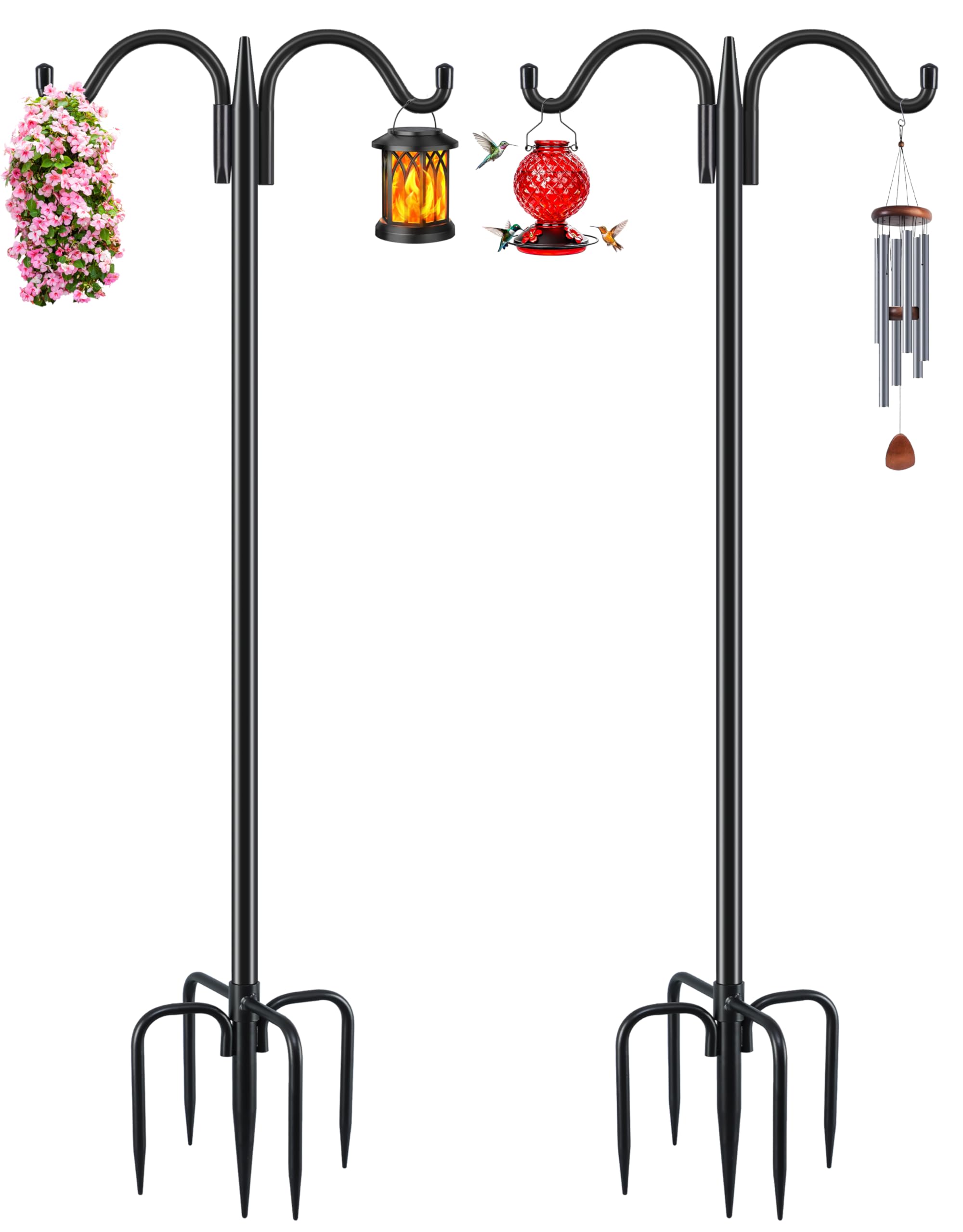 Gtongoko double shepherds hook with base stand for bird feeders and plants.
