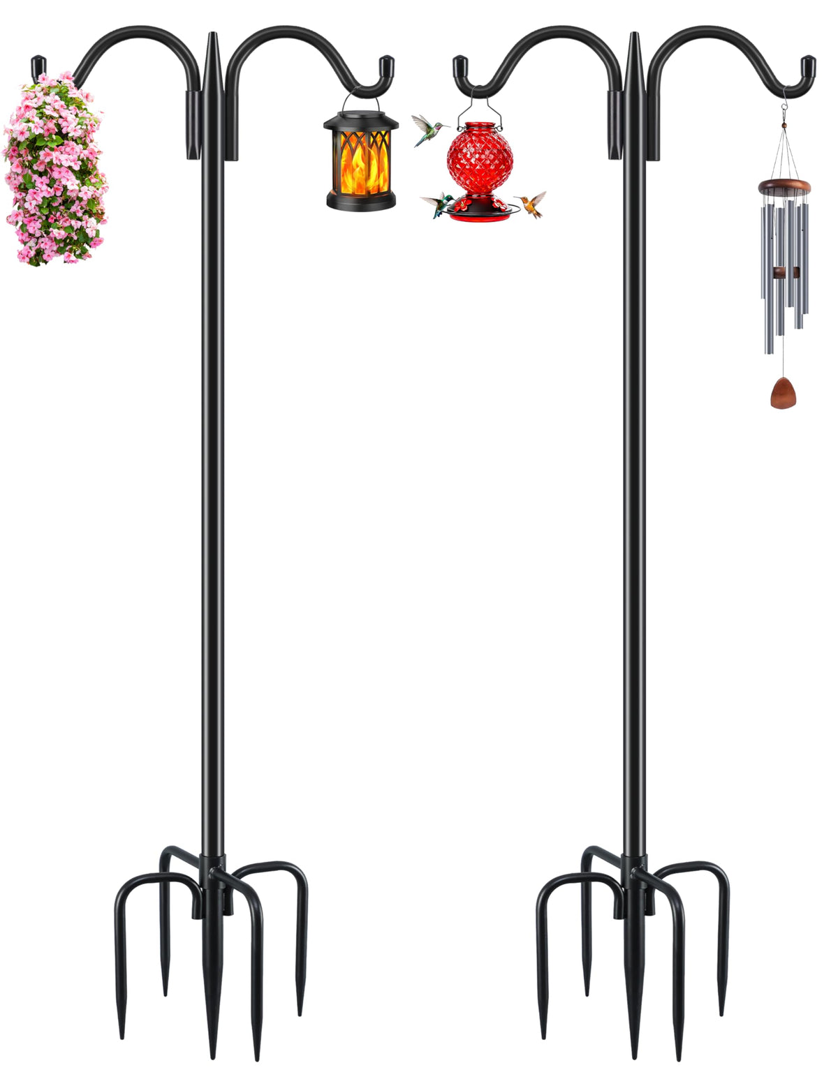 Gtongoko double shepherds hook with base stand for bird feeders and plants.