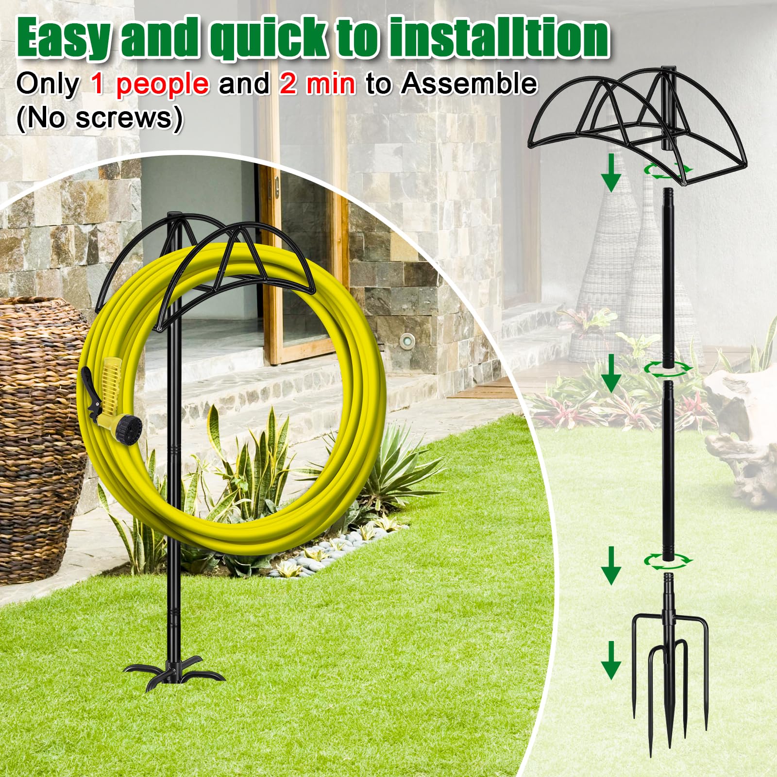 Gtongoko 150ft hose capacity hold features in use beside a long hose.