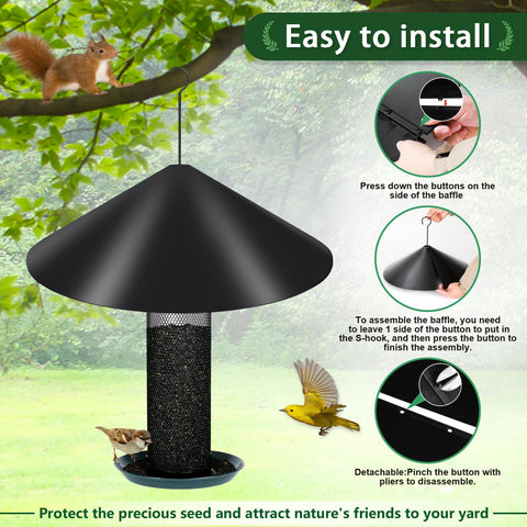 Gtongoko easy-install squirrel-proof baffle ready to clip onto hooks.