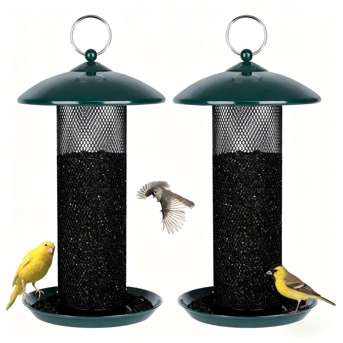 Gtongoko finch bird feeder exterior view shows durable metal construction for outdoors.