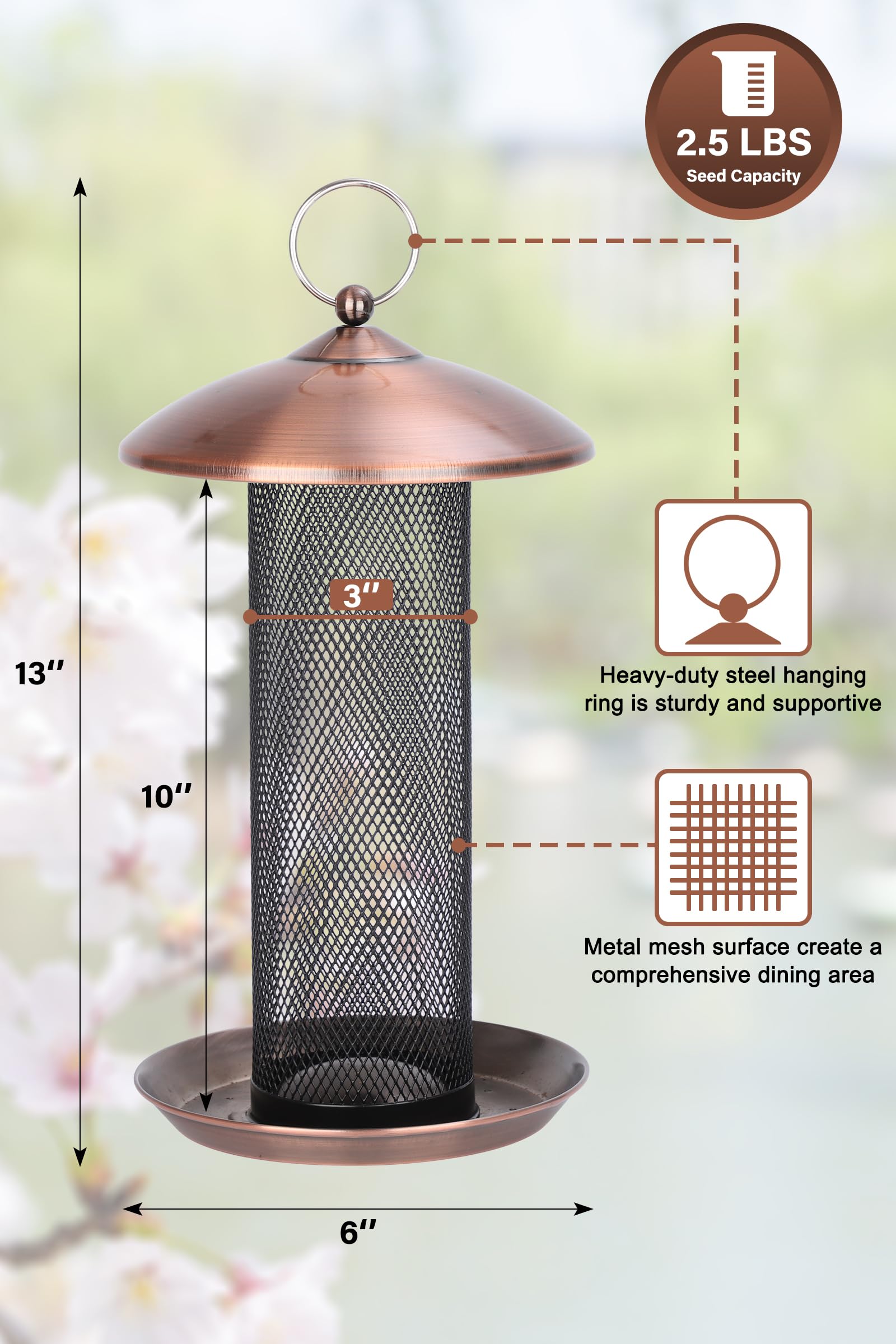 Gtongoko finch feeder copper top opening for easy refilling