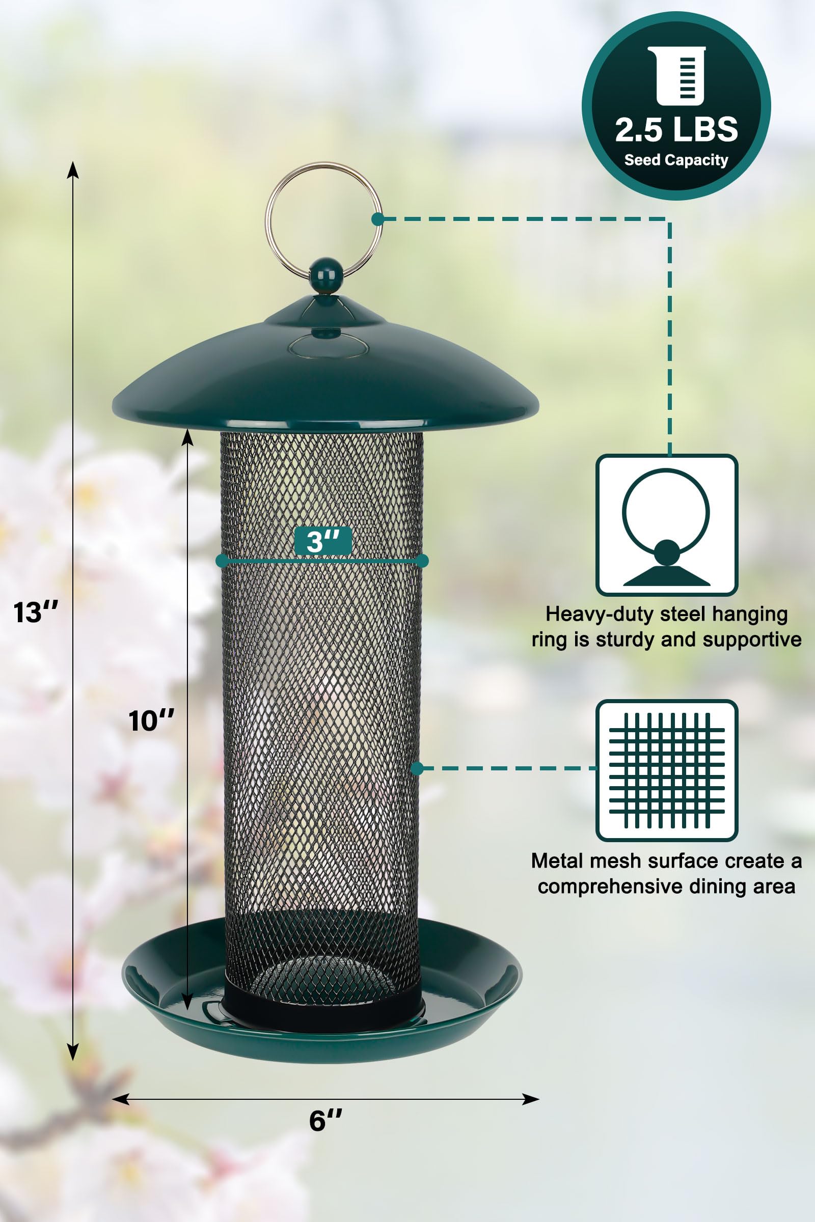 Gtongoko Finch Feeder metal construction resists weather and squirrel damage.