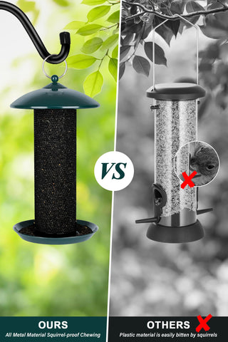 Gtongoko Finch Feeder sturdy metal body deters squirrels outdoors.