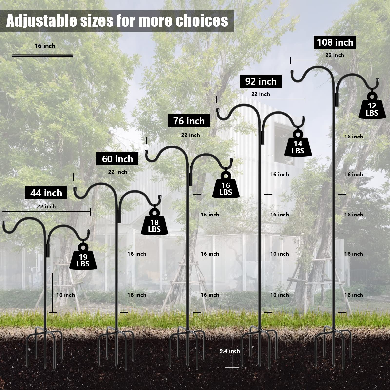 Gtongoko five-prong base enhances ground stability for upright garden displays.