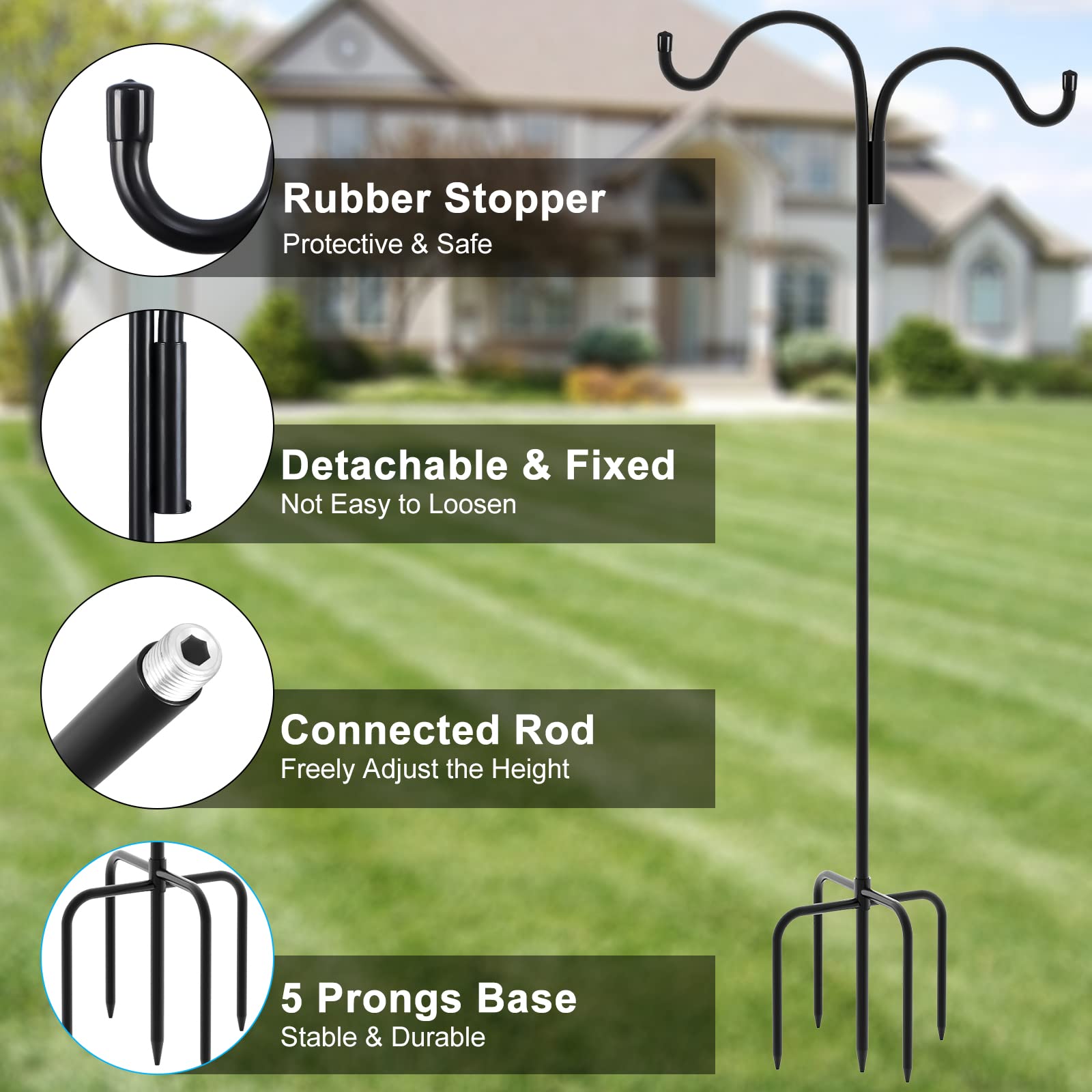 Gtongoko five-prongs base shepherd hook enhances stability for outdoor displays