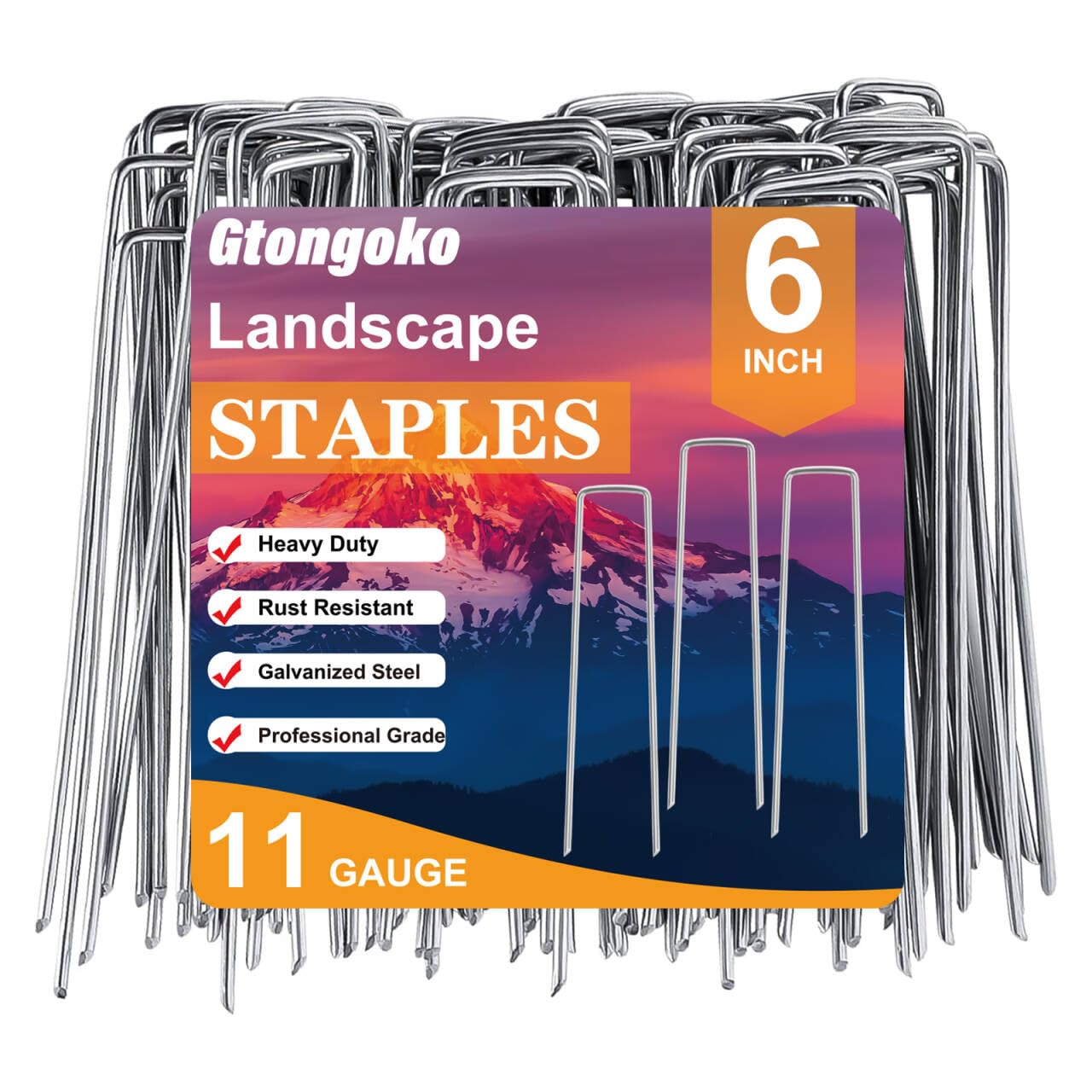 Gtongoko galvanized landscape staples 6 inch pack for secure outdoor ground anchoring