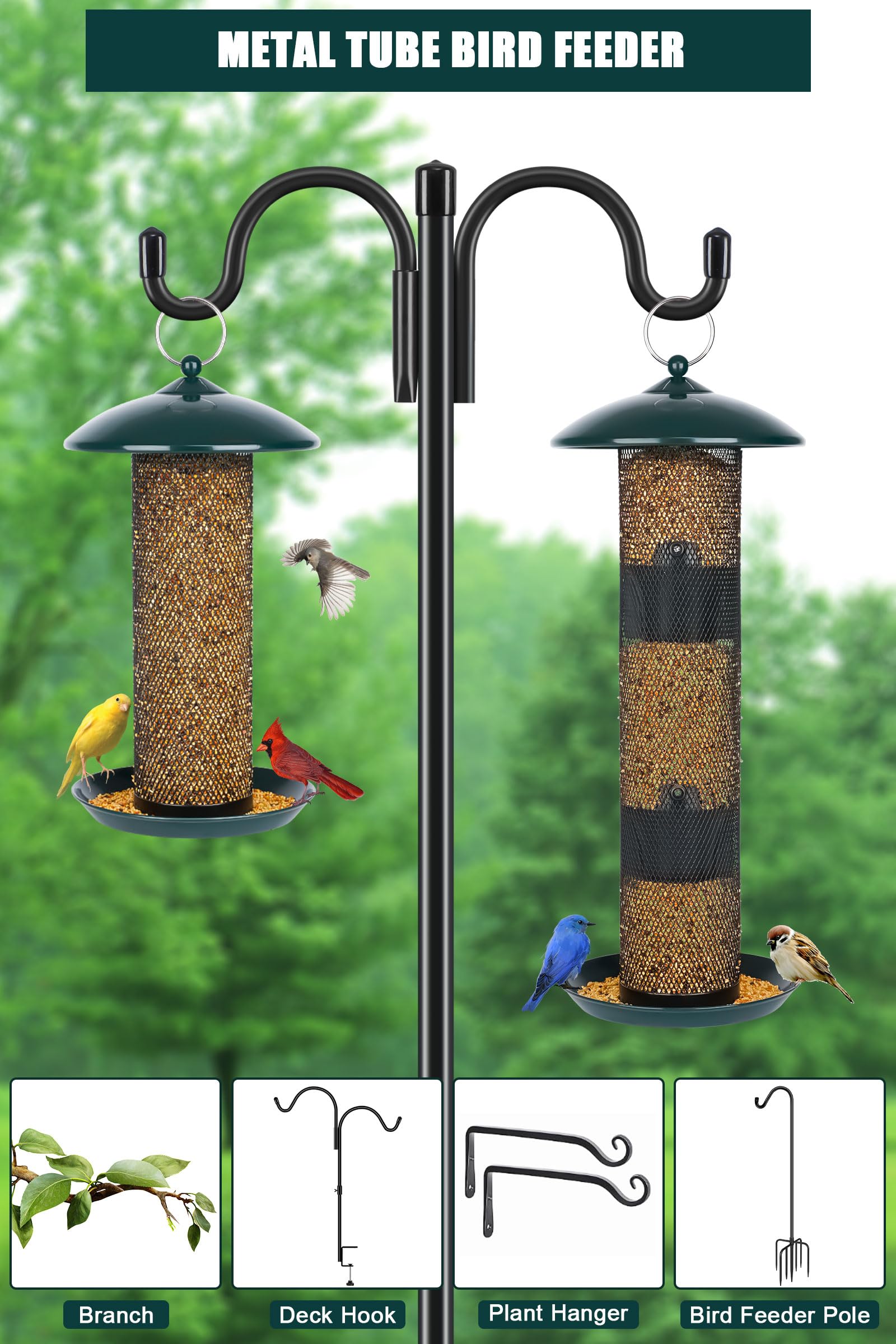 Gtongoko green hanging bird feeder is ideal for outdoor finch watching.
