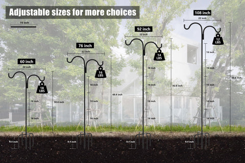 Gtongoko heavy-duty garden pole supports hanging plants, lanterns, and decor.