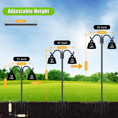 Gtongoko heavy-duty iron shepherds hook installed outdoors in a garden.