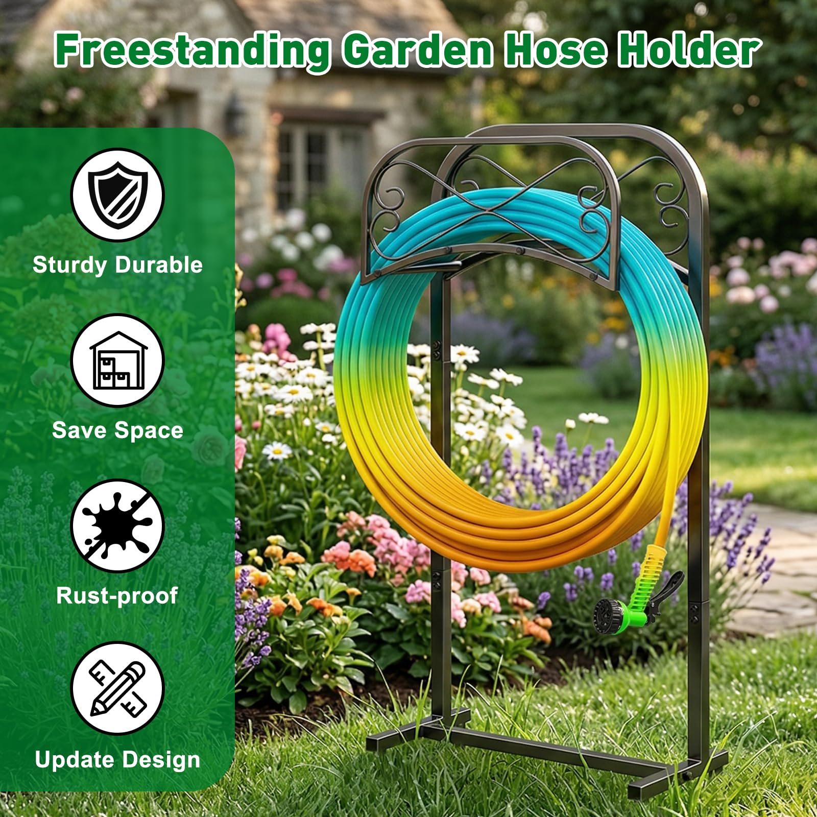 Gtongoko hose holder fits patios, lawns, and garden corners for tidy spaces